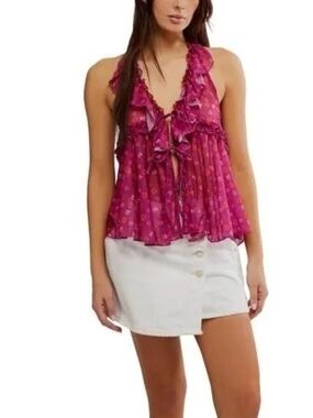 NWOT Free People Fearless Tank In Dragon Fruit Sz Sm